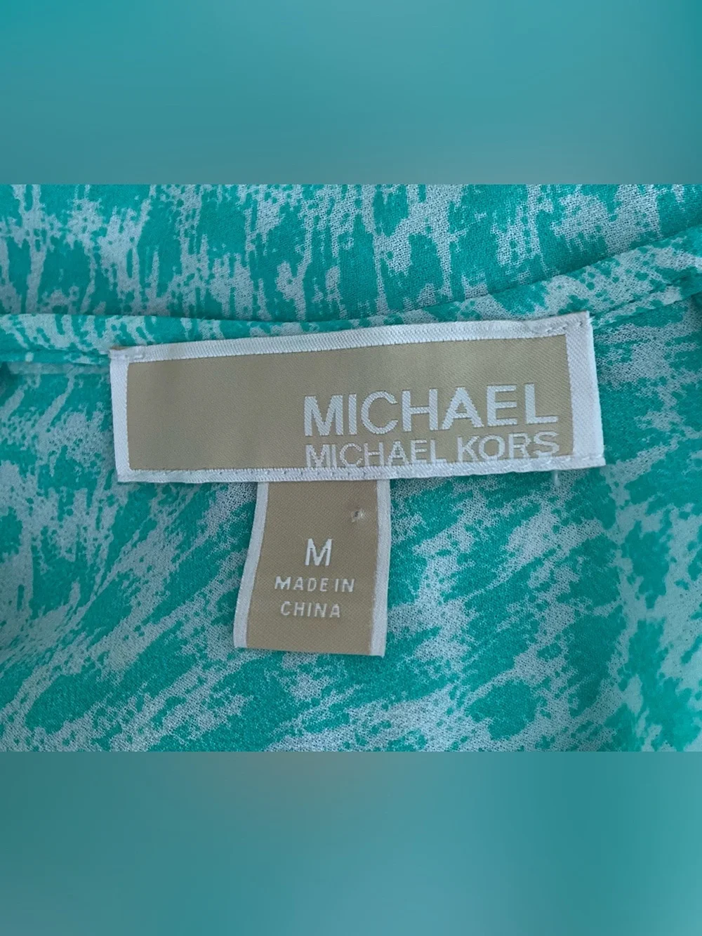 Michael Kors Women’s Mint Green White Sleeveless Pleated Chiffon Top Size M